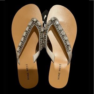Nine West Leather Jeweled Sandal
